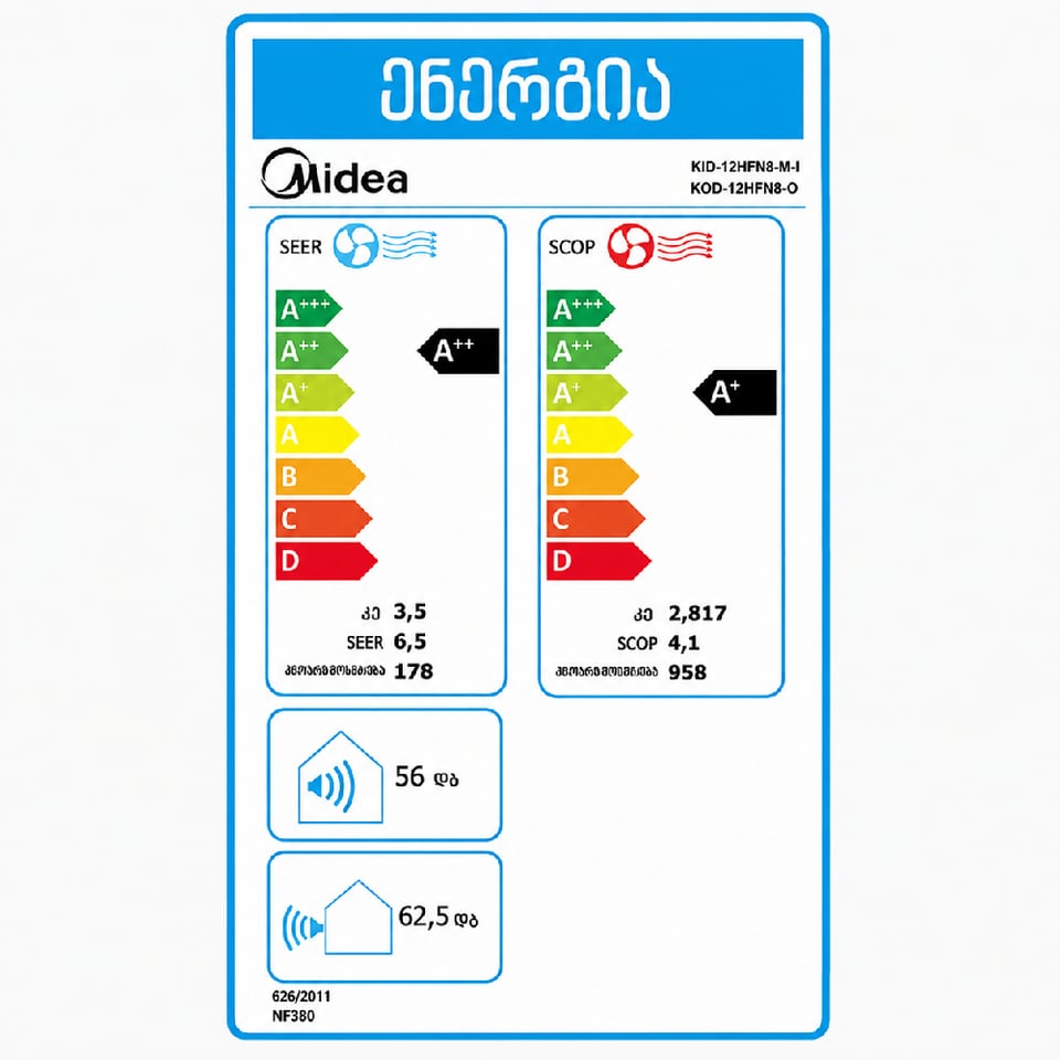 კონდიციონერი ინვერტორული Midea EZ2-12HRFN8 GO EASY EZ 35-40მ² შავი