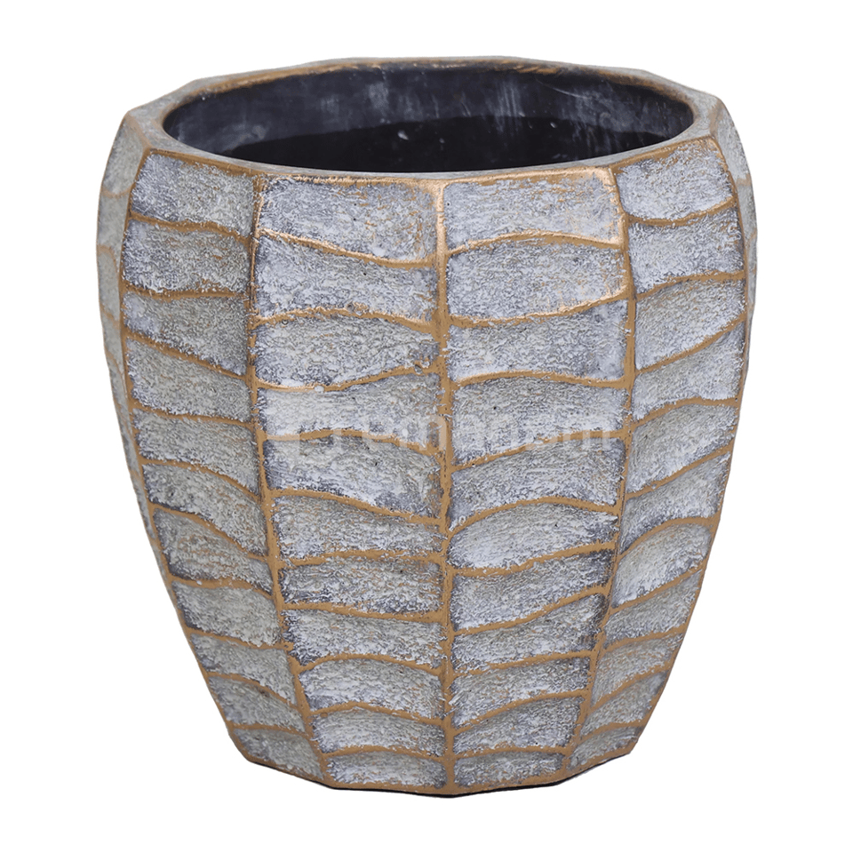 კერამიკული ქოთანი Mega Collections Aurum Egg Pot Wave Bronze D18.5H18