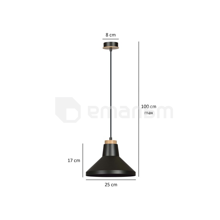 საკიდი EMIBIG Padern 1 E27 1x MAX 60W შავი