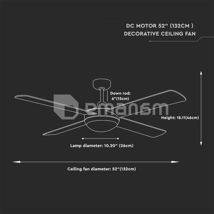 ჭაღი-ვენტილატორი V-TAC 2xE27 7918 60W