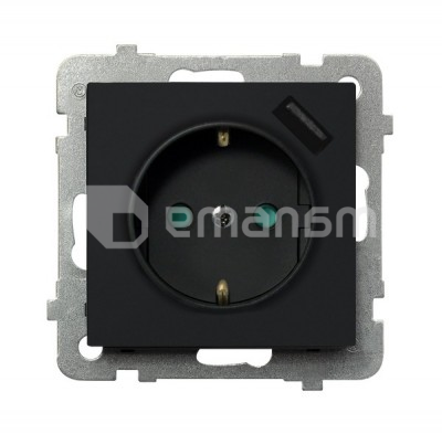 როზეტი დამიწებით Ospel Sonata GP-1RSPUSB/m/33 1 განყოფილებიანი + USB შავი