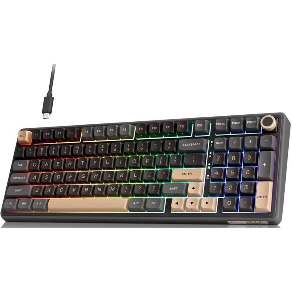 კლავიატურა Royal Kludge RKR98PRO-PT-XW RGB Mechanical Keyboard, Beige Switch, Hot Swappable, Wired, Phantom