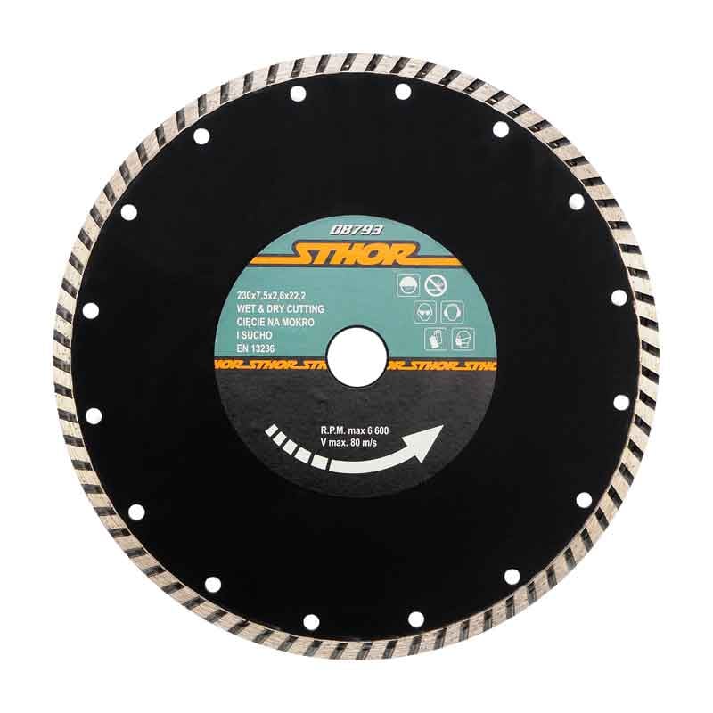 დისკი ალმასის TURBO 230მმ (კერამიკა, ბეტონი, აგური, ქვა, კირქვა, რკინაბეტონი, გრანიტი)