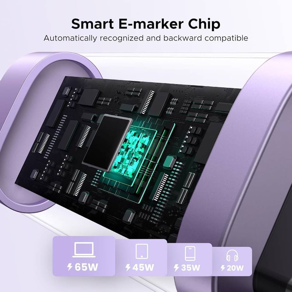 USB კაბელი UGREEN Uno L509 (65216), 100W, Type-C to Type-C Fast Charging Cable, 2M, Purple