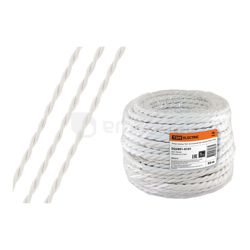 რეტრო სადენი TDM Эко 2х2.5 თეთრი