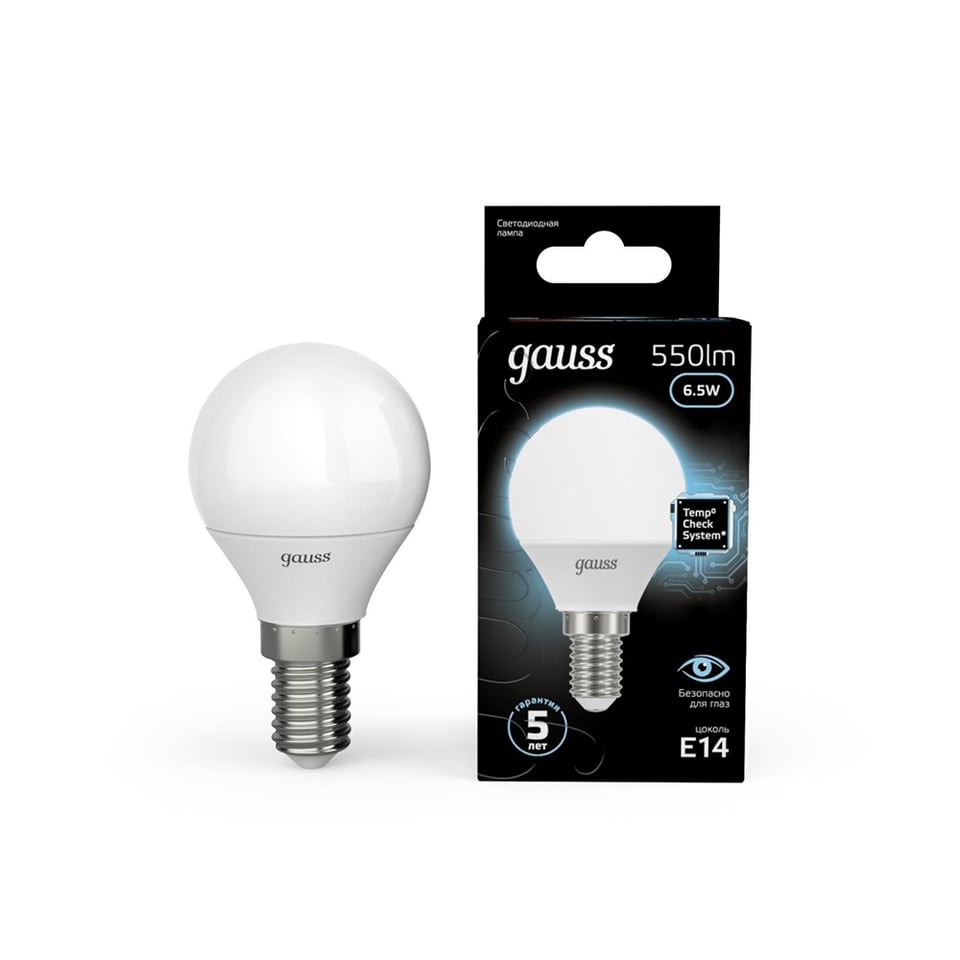 ლედ ნათურა Globe E14 6.5W 4100K gauss - 105101207