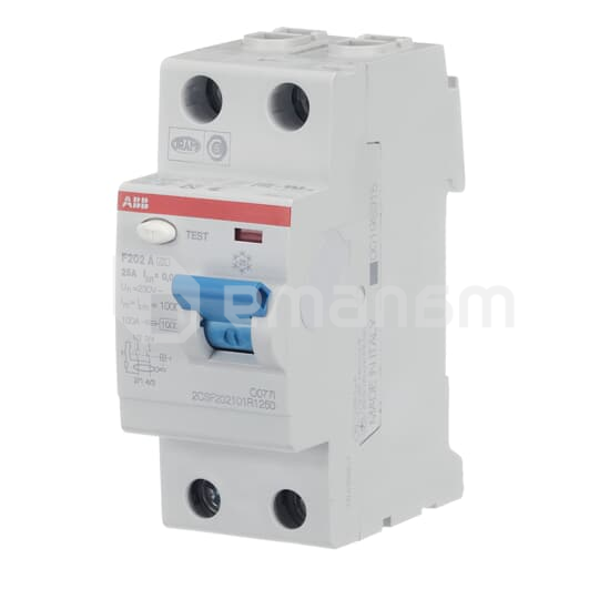 დამცავი გამორთვის მოწყობილობა ABB 230 V AC 25 A 10 kA 30 mA 2 P Type A