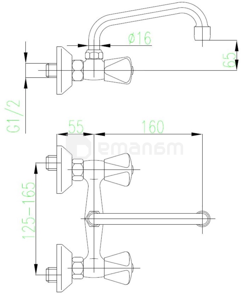 სამზარეულოს ონკანი KFA Standard Chrome L160მმ