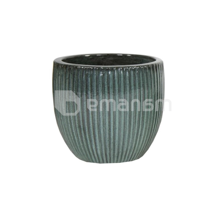 ქოთანი კერამიკული Mega Collections Portly Egg Rib Moss Green 28x25სმ 14ლ