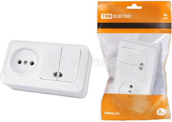 ჩამრთველი როზეტით TDM 10 A 220 V