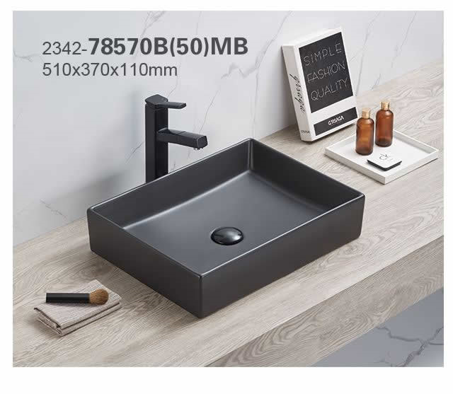 ხელსაბანი დასადგამი Pate Square 78570B(50)MB Matt შავი