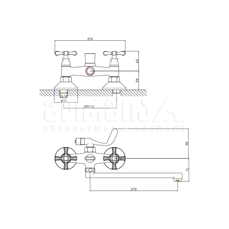 აბაზანის შემრევი კედლის ZF2041833C-30F-17