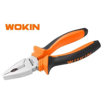 ბრტყელტუჩა რეზინის სახელურით Wokin 100006, 160MM, 6", Combination Pliers, Black/Orange