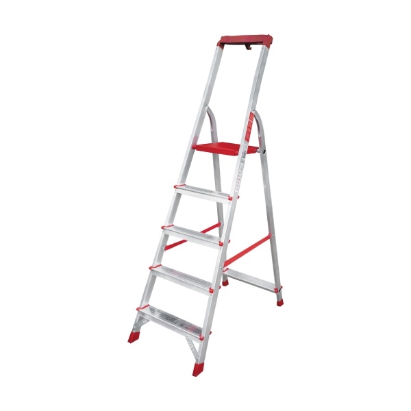 ალუმინის კიბე გაძლიერებული ორგანაიზერით 5 საფეხურით