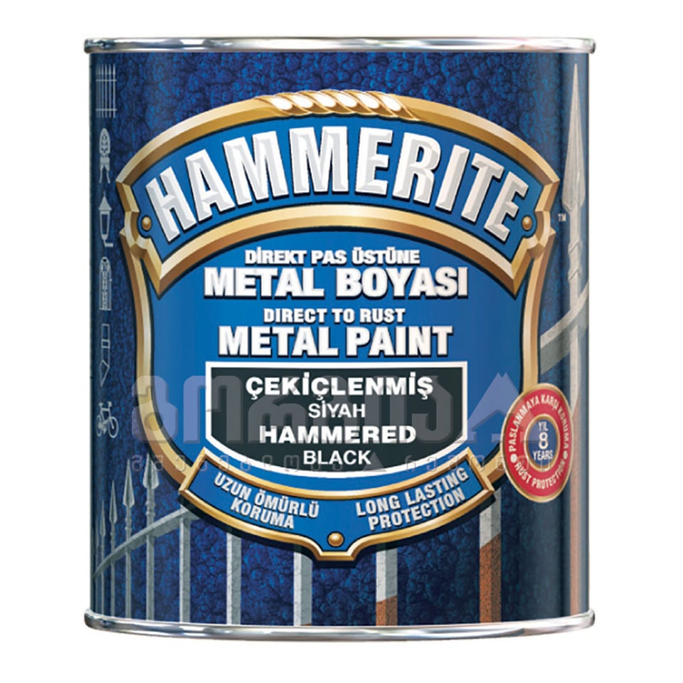 ფაქტურიანი ანტიკორ.საღებავი 3/1-ში "HAMMERED"შავი 0,75ლტ