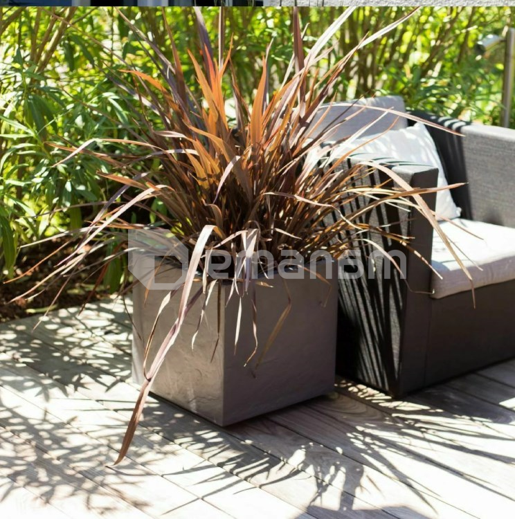 ქოთანი პლასტმასის EDA Plastiques POT CARRE VOLCANIA DECOR PIERRE 39,5x39,5x43,5სმ 31ლ