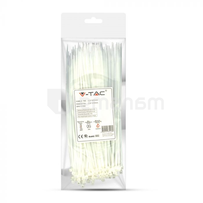 სადენის შესაკრავი V-TAC 2,5 200მმ 100 ც თეთრი 11163