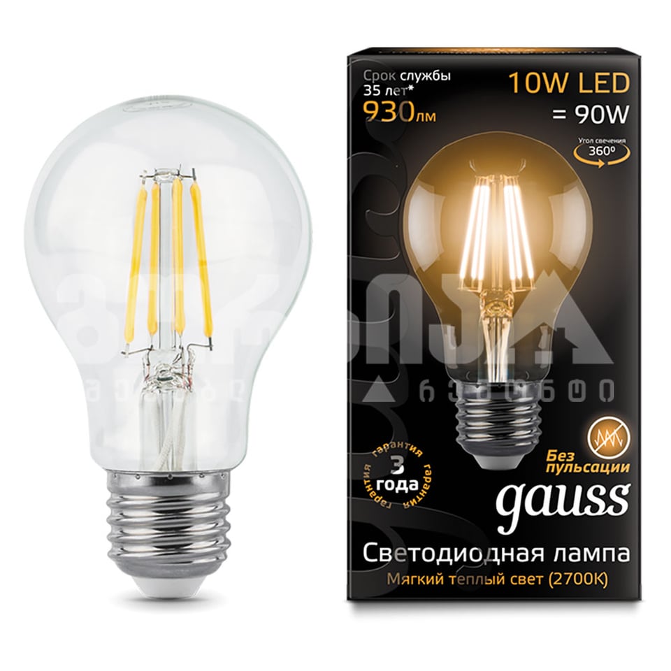 ლედ ნათურა Filament A60 E27 10W 2700К - 102802110