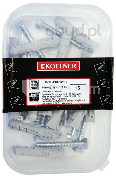 დიუბელი Koelner 12 მმ ექვსწახნაგა სჭვალით  8.0x60 მმ 15 ც B-SL-FIX-12/60  ყუთი