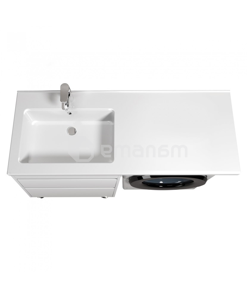 აბაზანის ტუმბო ხელსაბნით მარცხენა WING 60-W L white Rodeo-120 L სარეცხი მანქანისთვის