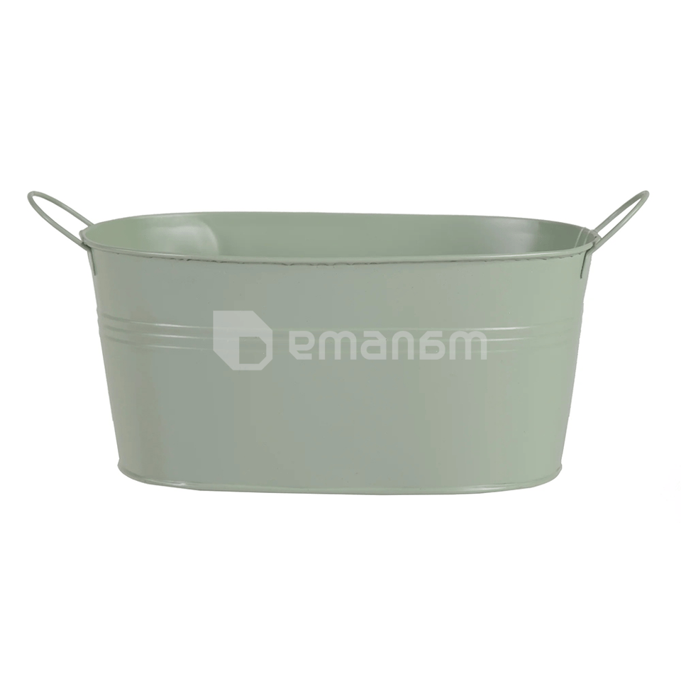 ქოთანი ლითონის Mega Collections Bob 2 Ears Oval Olive Green L18W11.5H9