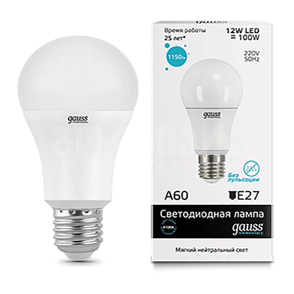 ლედ ნათურა A60 12W E27 4100K gauss el - 23222