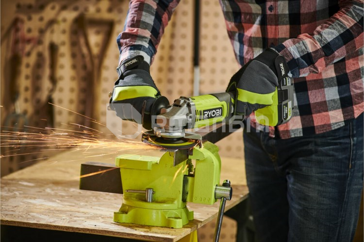 კუთხის სახეხი მანქანა აკუმულატორის Ryobi RAG18125-0 ONE+ 18V