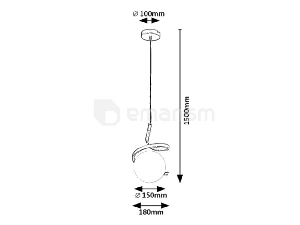 საკიდი Rabalux Sarabi 1 Е27 Ø150 IP20 72126 h1500 ოქროსფერი თეთრი