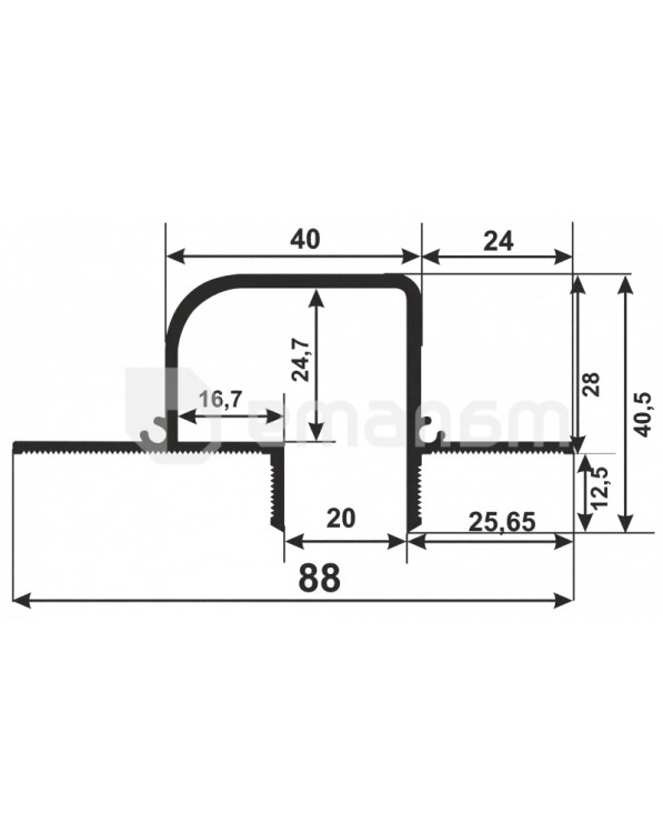 ნაკერის პროფილი ჩრდილოვანი APTSH(PC)40*20 LED  (5412, Т6, ზედაპირის გარეშე) 3 მ