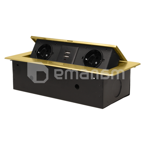 დამაგრძელებელი სამაგიდო ORNO 2 2хUSB А Schuko ოქროსფერი