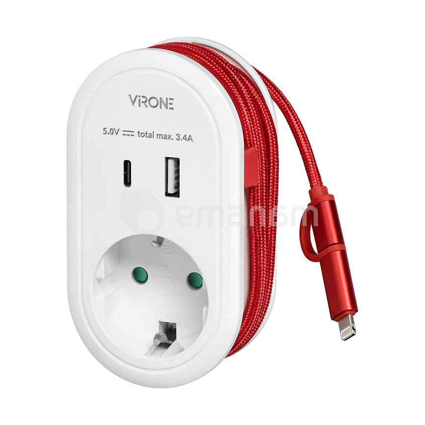 დამტენი მოწყობილობა ORNO USB-А C Lightning 5V 3.4А