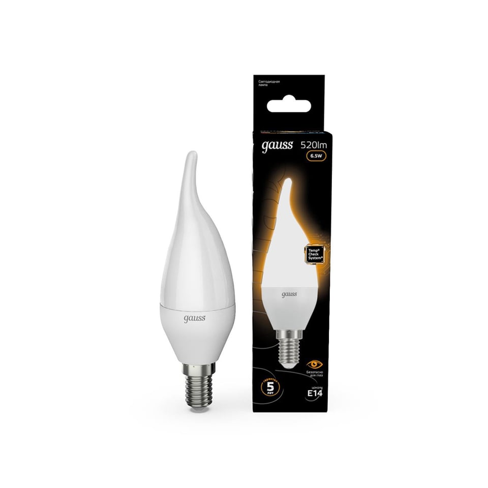 ლედ ნათურა Candle taiლედ  E14 6.5W 2700K gauss - 104101107