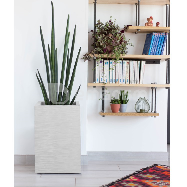 ქოთანი პლასტმასის EDA Plastiques CARRE HAUT GRAPHIT'UP 29,5x29,5x49,5სმ 36ლ