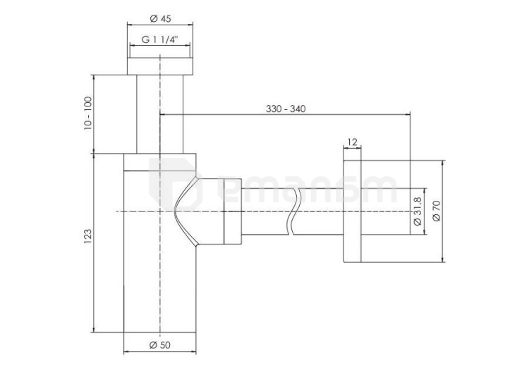 დეკორატიული სიფონის ქვედა ნაწილი Tycner Black Matt
