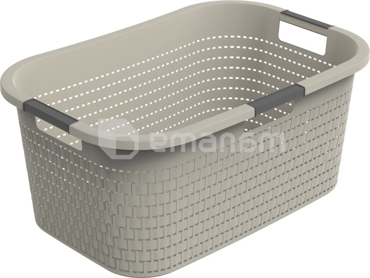 კალათი თეთრეულისთვის  Rotho 40 ლ COUNTRY კაპუჩინო