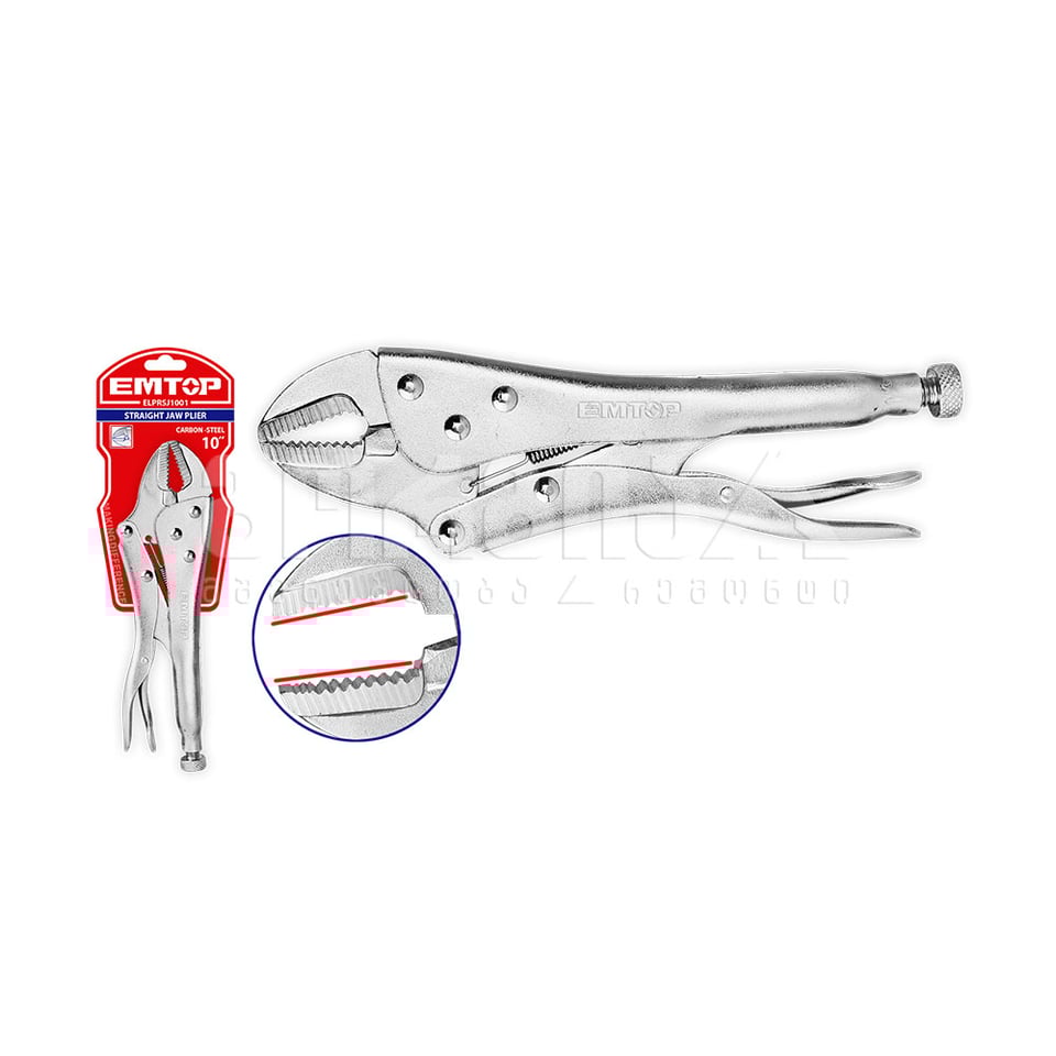 ბრტყელტუჩა ჩამკეტი სწორი 10" Emtop-ELPRSJ1001