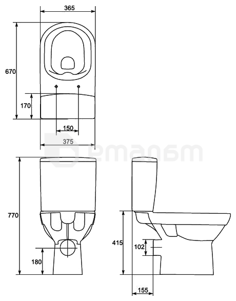 უნიტაზი Cersanit (S-KO-CIT011-3/5-COn-S-DL)