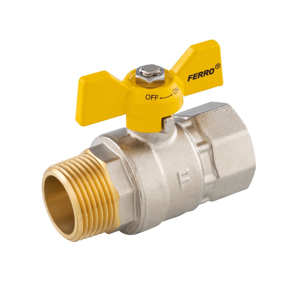 ბურთულა ვენტილი 1/2" გაზის (პეპელა) F-M KGMS11 Ferro