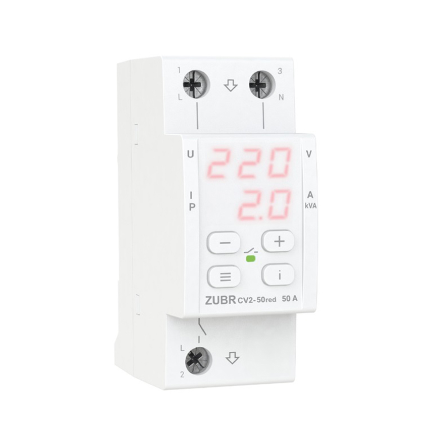 რელე ძაბვის ZUBR ერთფაზიანი დენის კონტროლით 2 მოდულისთვის  50 А მაქსიმუმ 60 A 11 000VА