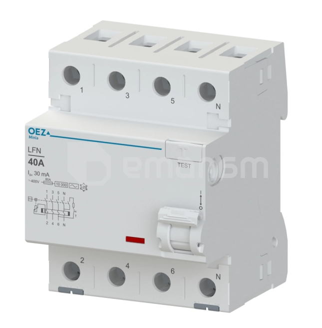 დიფერენციალური ამომრთველი ოთხპოლუსა OEZ 40 a LFN-40-4-300AC