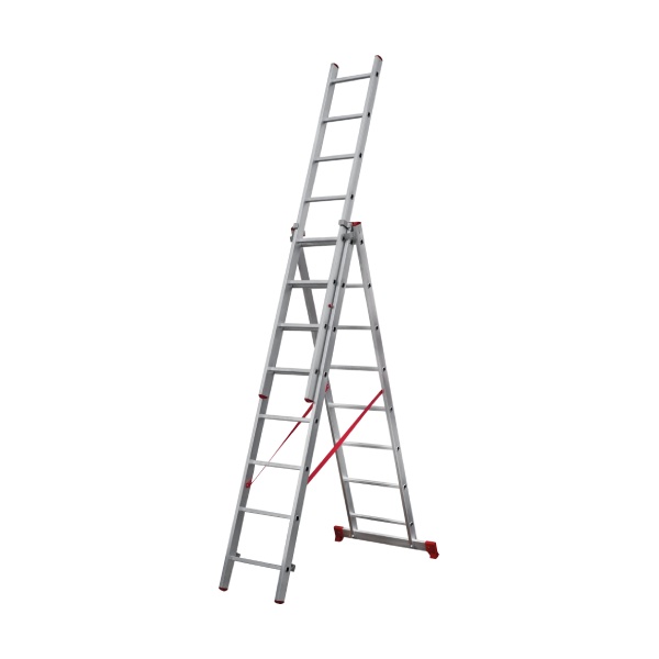 ალუმინის კიბე სამ-სექციიანი 8 საფეხურით