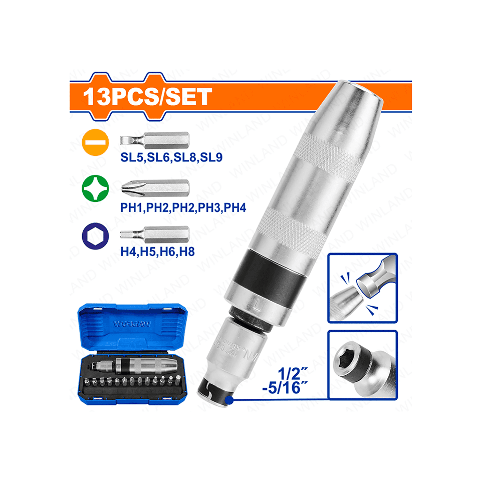 ქანჩის მოსახსნელი დარტყმითი 13 ცალიანი კომპლექტი (WYM1B13) WADFOW