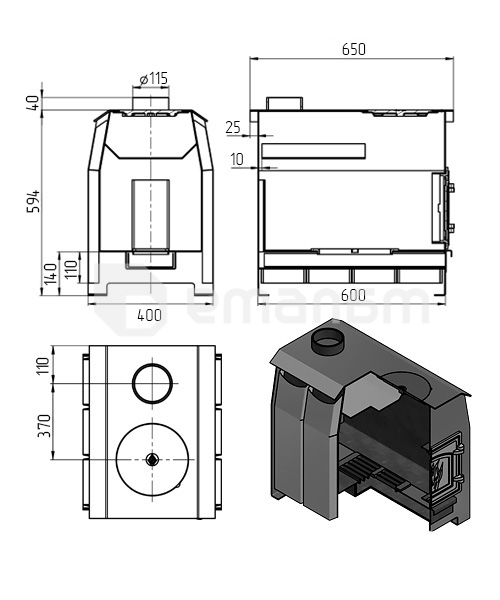 გამათბობელი ღუმელი Vezuvi Comfort 200 DT-3