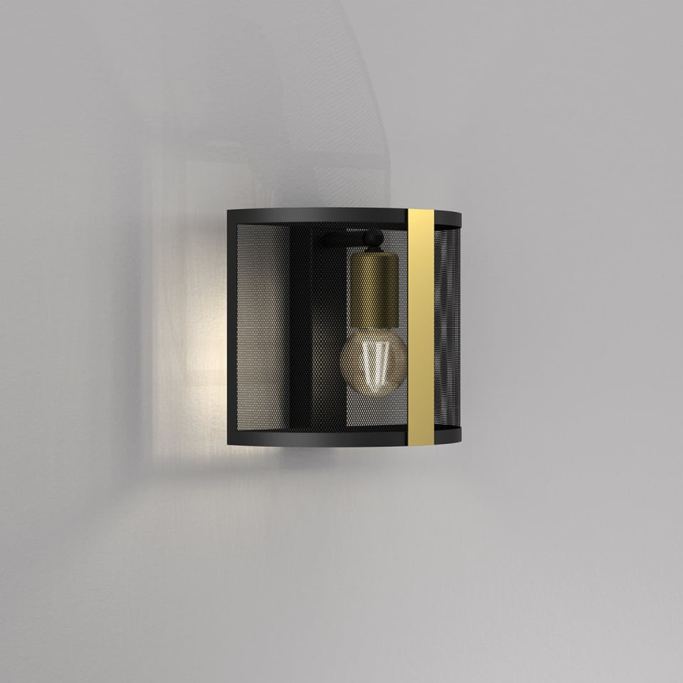 ბრა Luminex 4147 Kaga 1 E27 15W შავი ოქროსფერი
