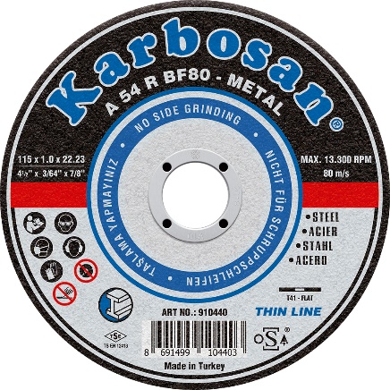 125.1.6.22 A46R საჭრელი დისკი T41 CUTTING  METAL 25ც/ყ KARBOSAN