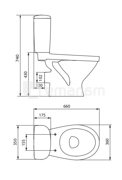 უნიტაზი Cersanit (S-KO-TR011-3\6-pl-w)