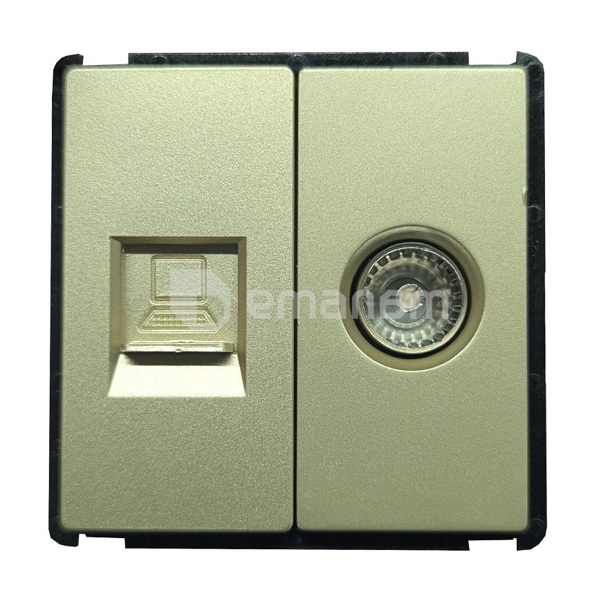 როზეტი Style Internet Socket ორ სექციური CAT6 RJ45 TV Female ოქროსფერი