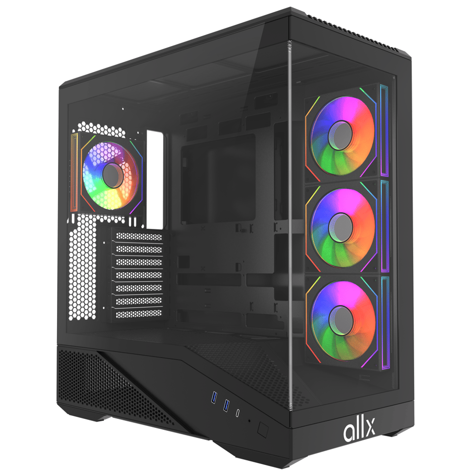 ქეისი ALLX AX-G2346, Computer Case, ATX, MATX, ITX, USB 3.0, Type-C, HD Audio, Black