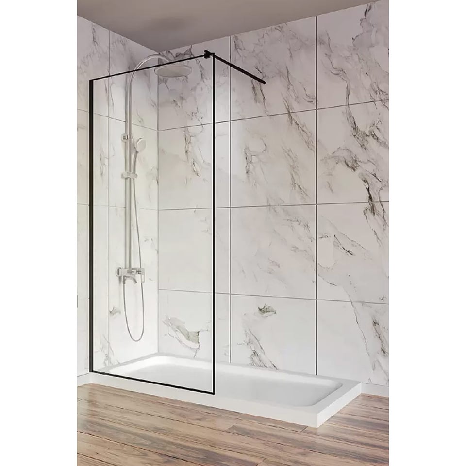 საშხაპე მინა შავი პროფილით 70x190სმ გამჭვირვალე (8მმ) SELDUS