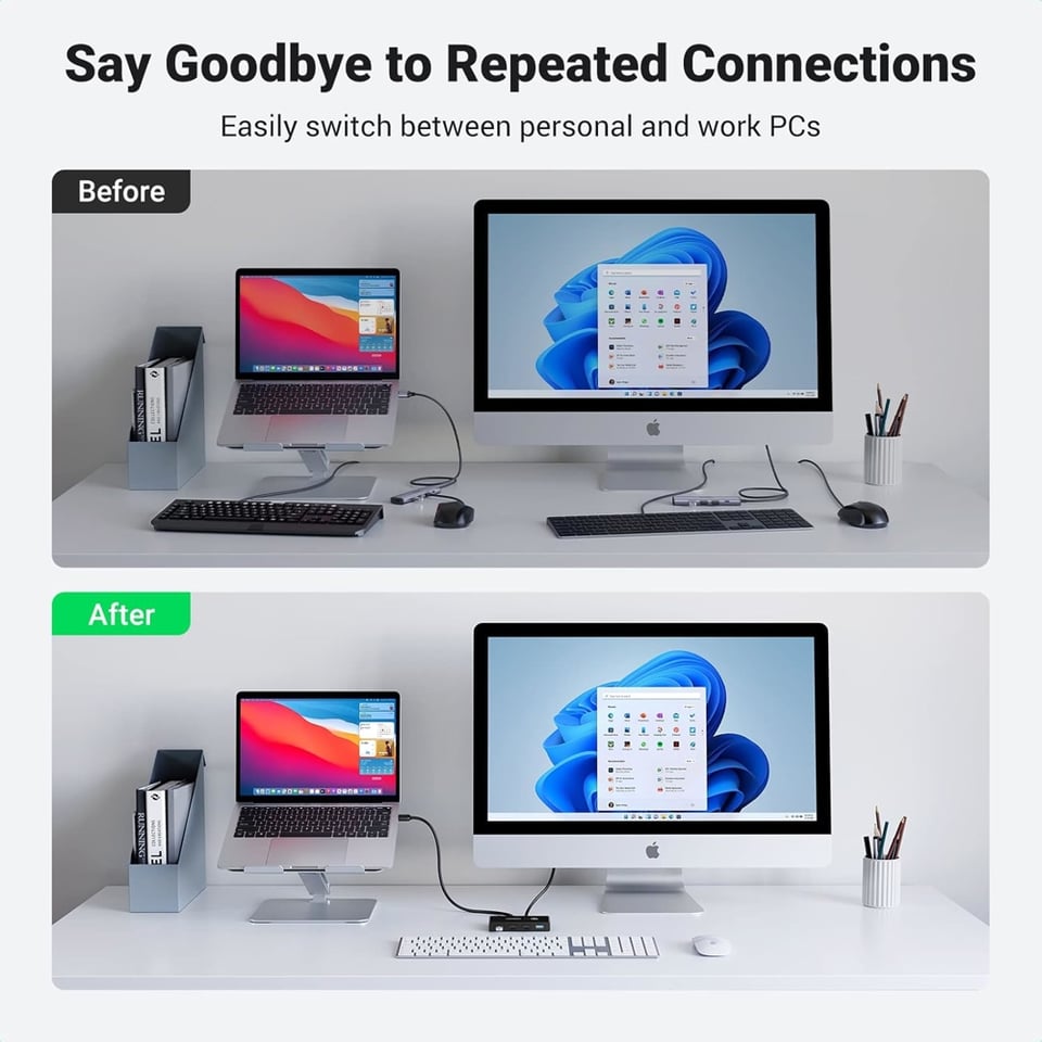 სვიჩი UGREEN US216 (30768), 2 In 4 Out USB 3.0 Sharing Switch Box, Black